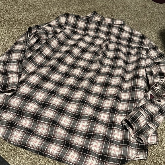 Embroidered-sleeves lightweight flannel button shirt (1X) from terra & sky EUC! - Picture 10 of 11